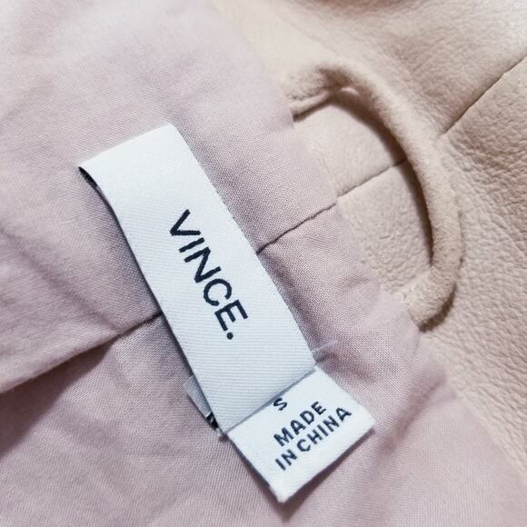 VINCE 100% Goat Leather Merino Wool Ribbed Trim Moto Jacket Double Zipper - Picture 5 of 14